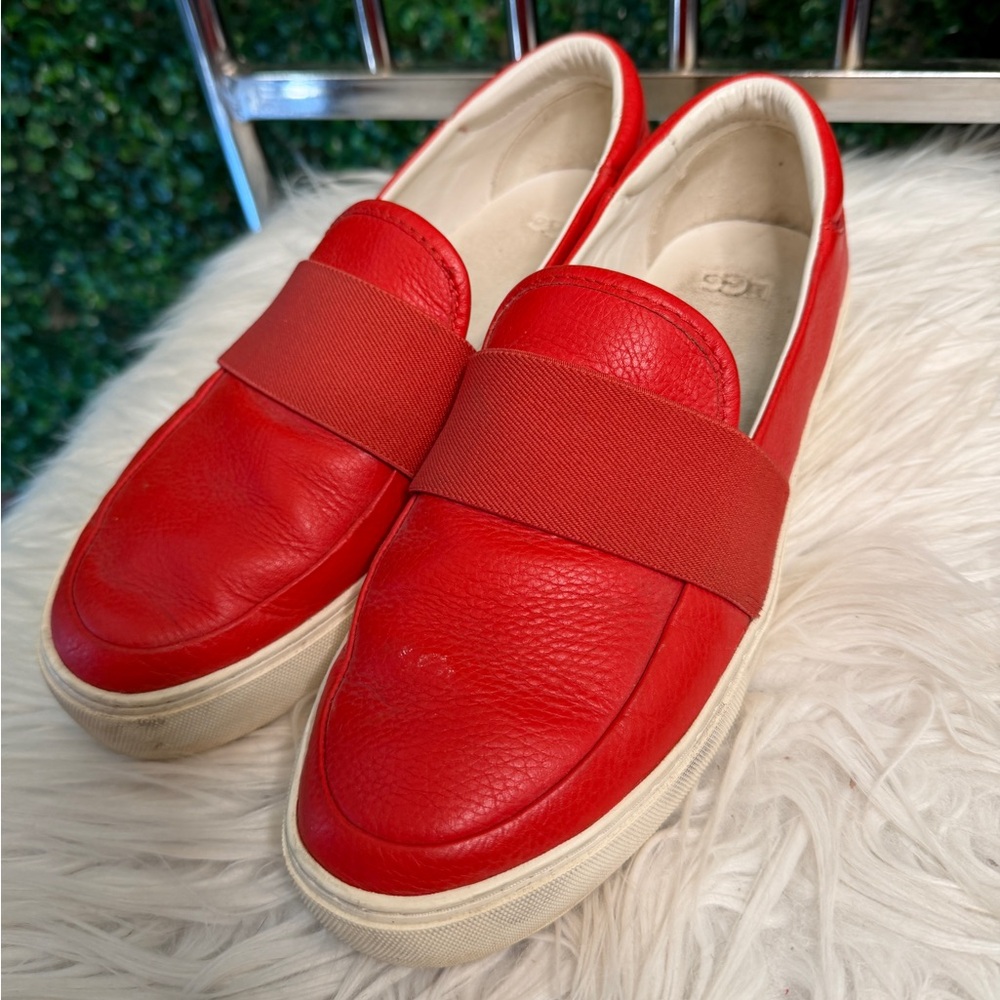UGG Red/Orange Leather Slip-On Loafer Shoes